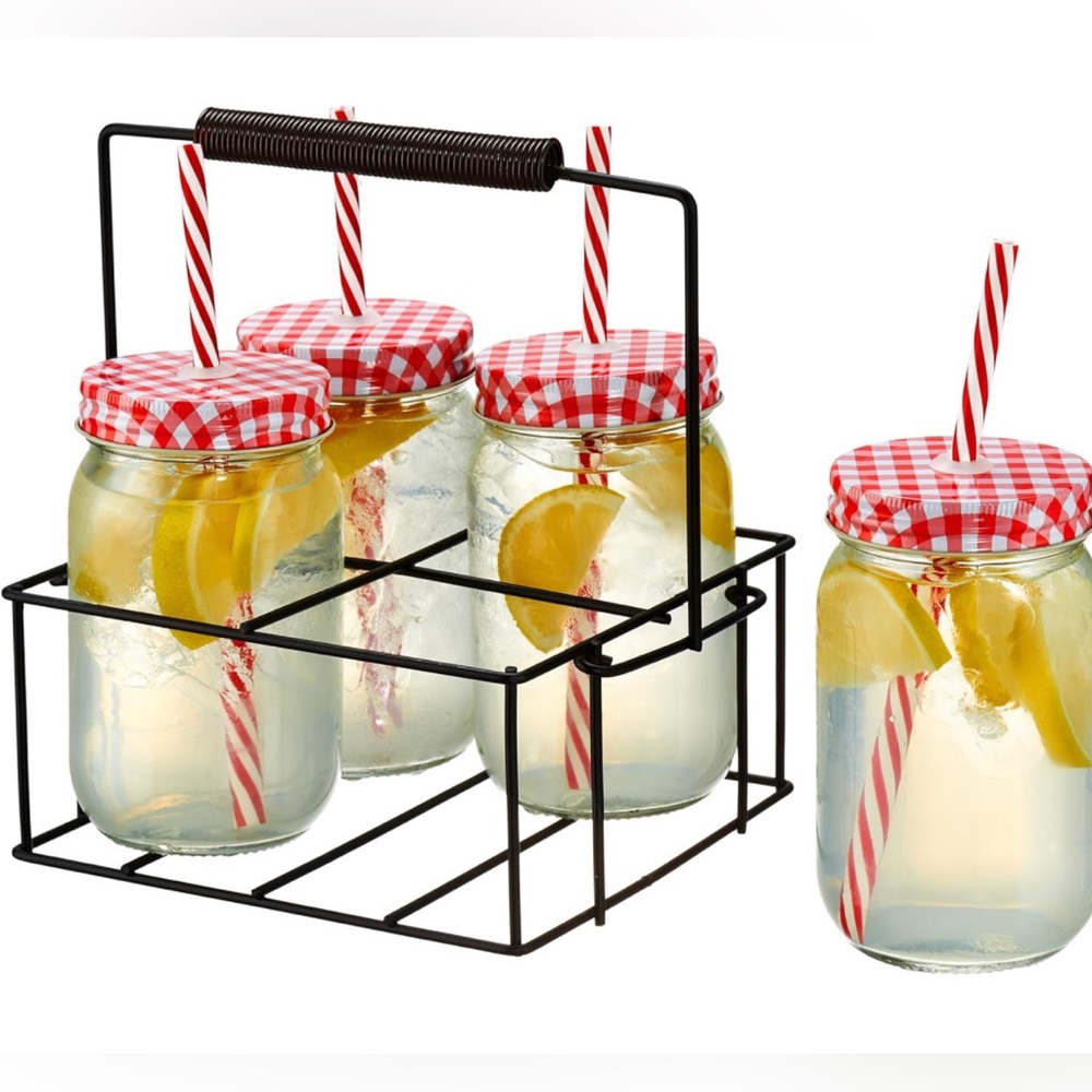 Artland Gingham Glass and Caddy Set - Picture 2 of 14